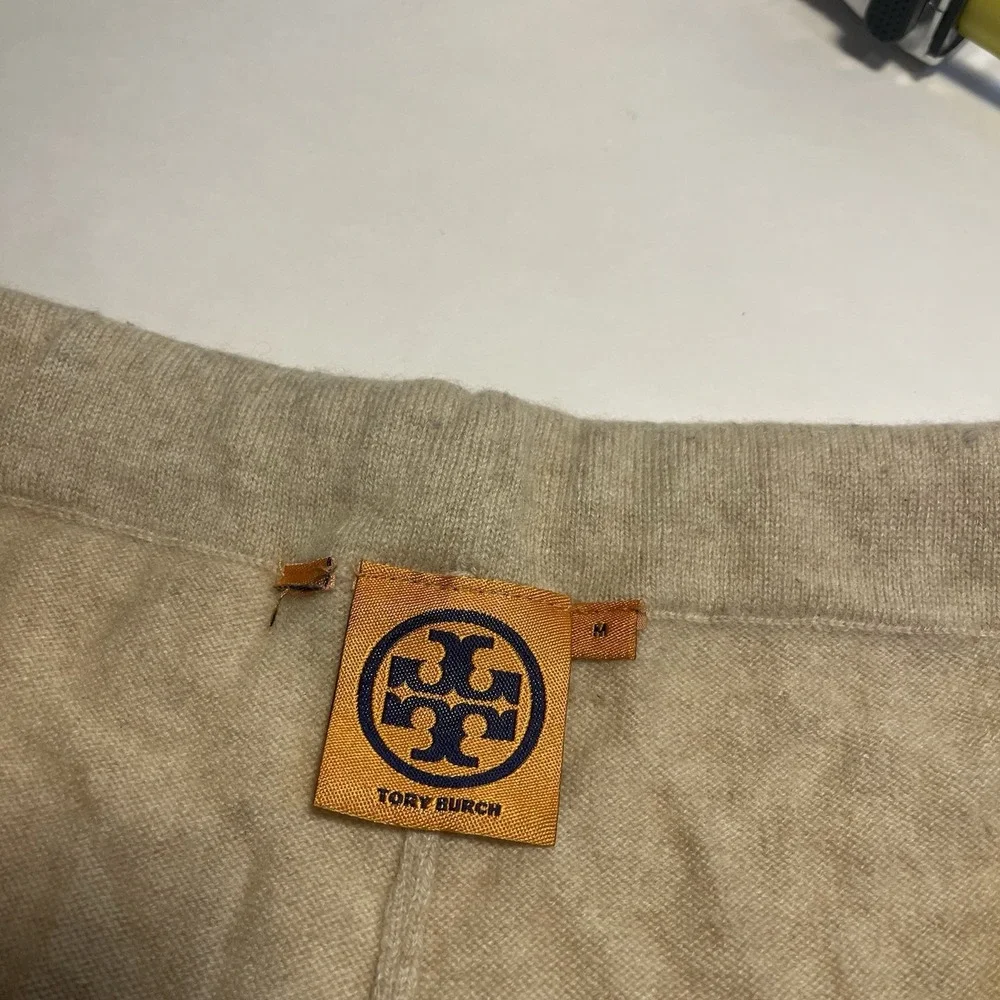 Tory Burch Cashmere Jogger Pants M Tan, Brown Preppy Loungewer Preppy READ